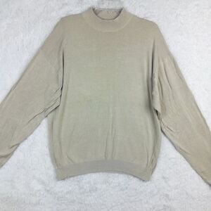 Baracuta‎ Mens Sweater Silk Blend Mock Neck Tan Beige Minimalist Pullover XL